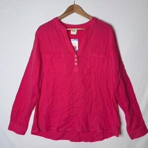 NEW Mote Womens XXL Watermelon Pink Gauze Top 100% Cotton Resort Beach 2XL